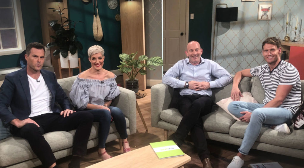 Lior Rauchberger and the presenters on set at Channel 7's House of Wellness