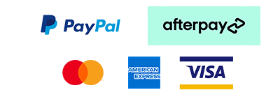 an image showing the different accepted payment methods including PayPal, Afterpay, and credit cards