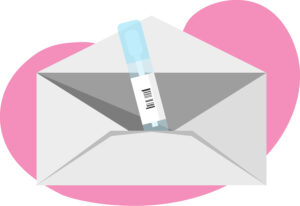 a diagram of a swab inside an envelope