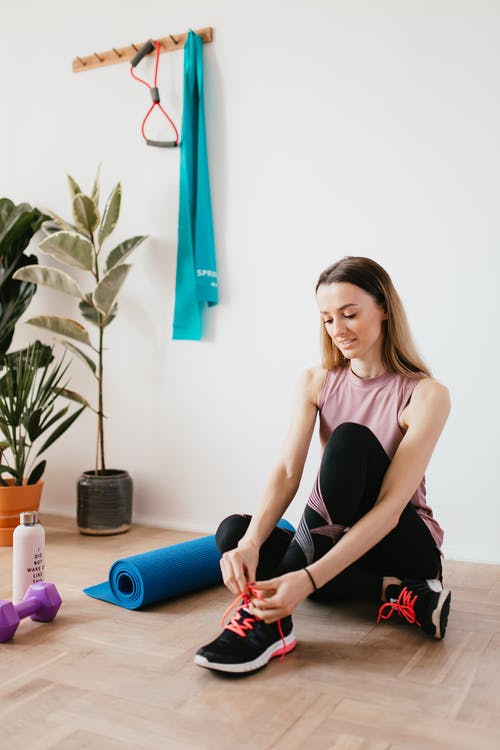 woman working out at home