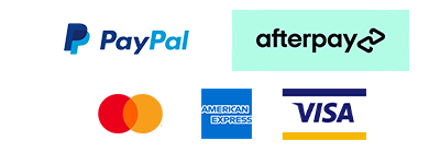 an image showing the different accepted payment methods including PayPal, Afterpay, and credit cards