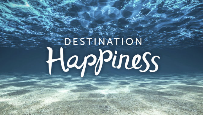 Destination Happiness logo on an underwater background