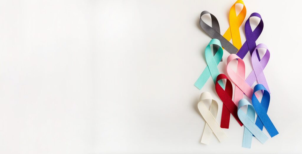 A bunch of awareness ribbons for Cancer Awareness