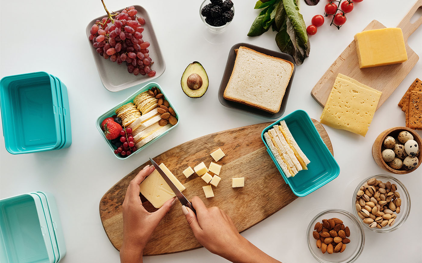 a close up photo of a cutting board with heart healthy foods