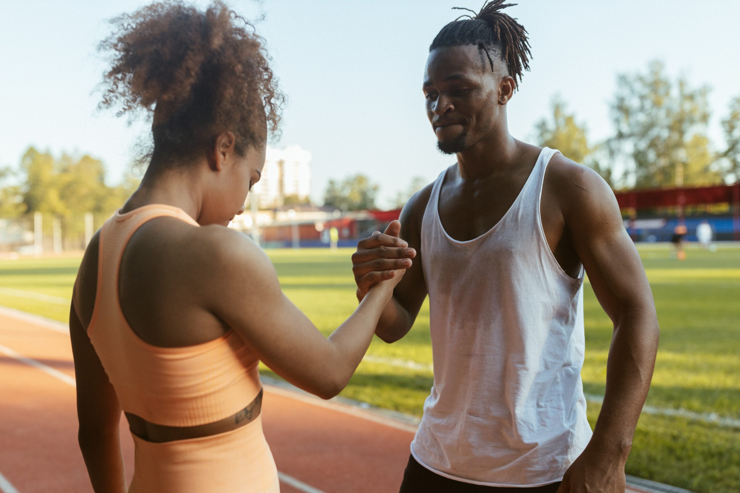 Man and woman exercising