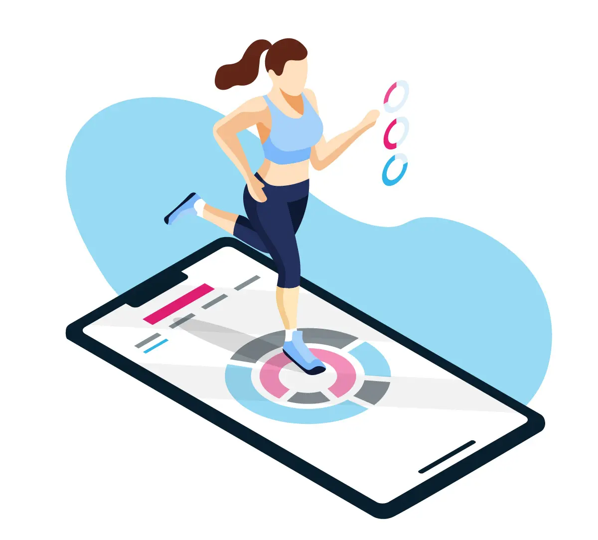 process_insights into action a diagram showing a woman running and turning her insights into action